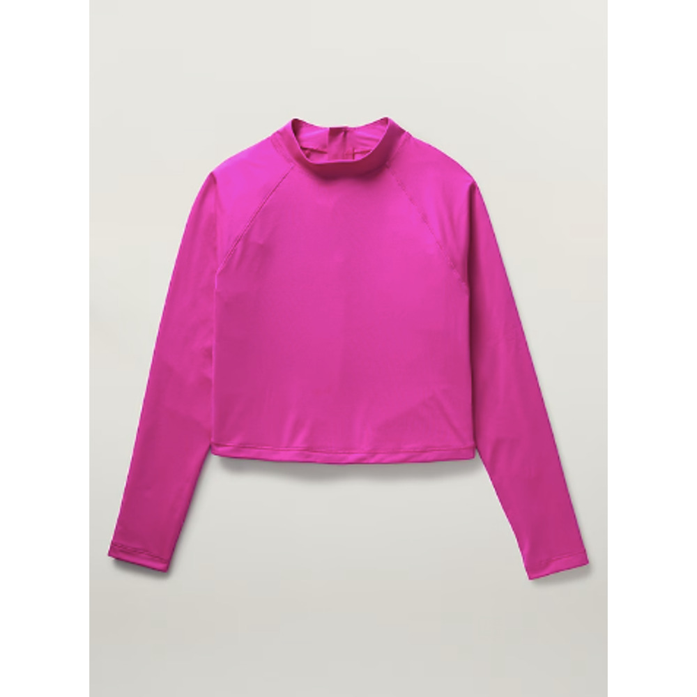 Athleta XS electric fuchsia North Point Crop Rash Guard longsleeve bathing suit